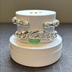 Elegant Silver and Green Jewelry Set